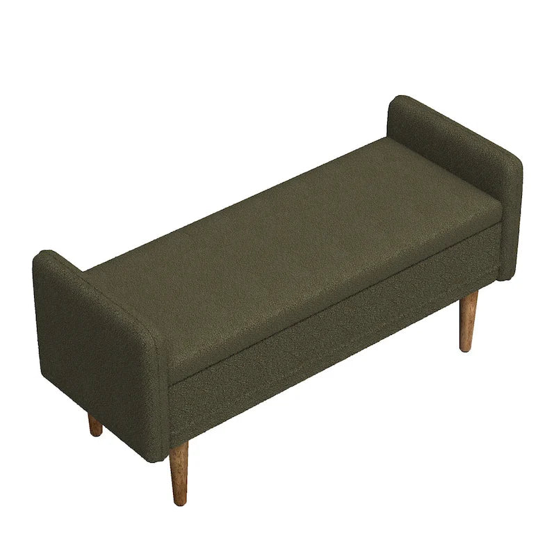 Teddy Velvet Storage Ottoman Bench with Eucalyptus Frame