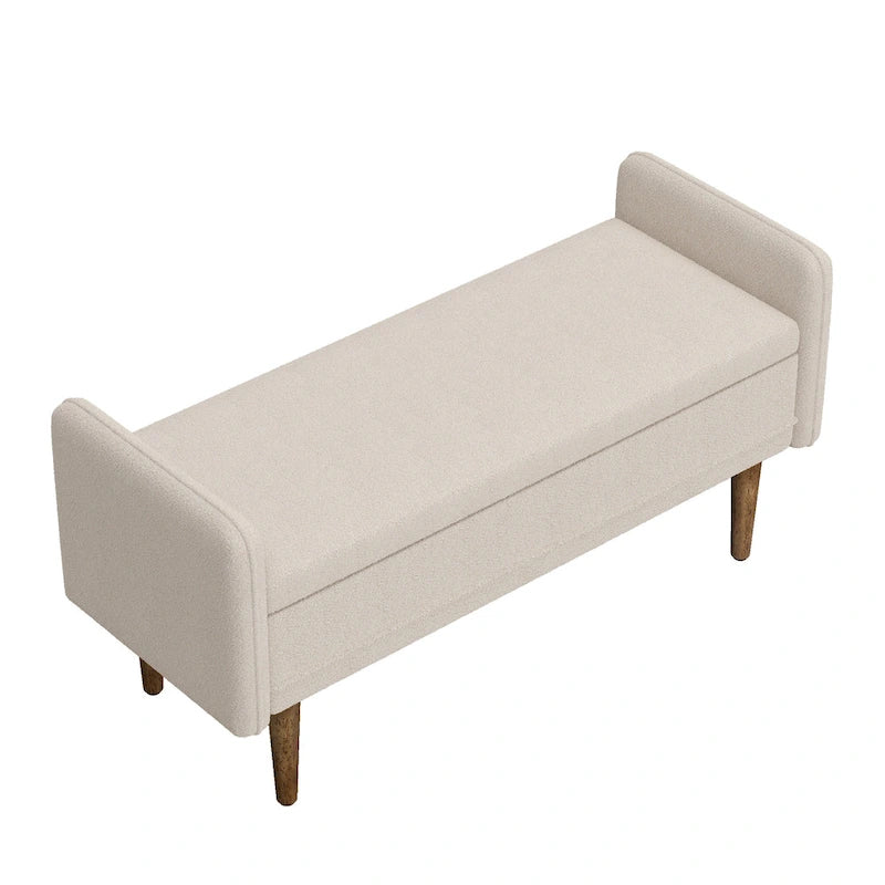 Teddy Velvet Storage Ottoman Bench with Eucalyptus Frame