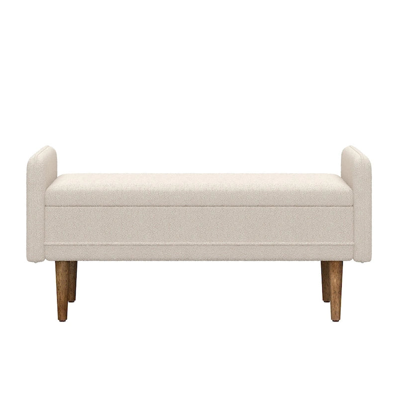 Teddy Velvet Storage Ottoman Bench with Eucalyptus Frame