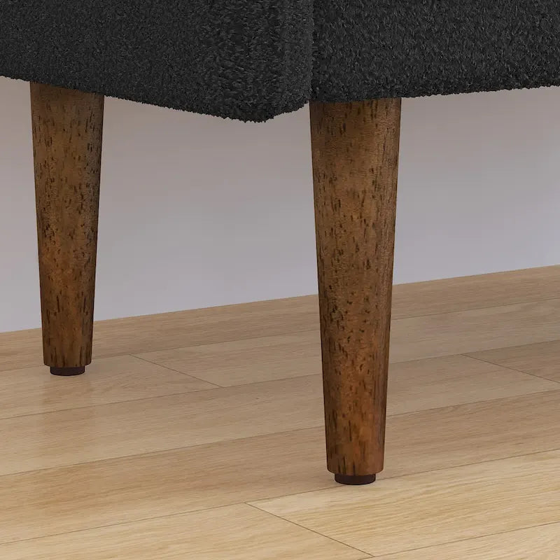Teddy Velvet Storage Ottoman Bench with Eucalyptus Frame