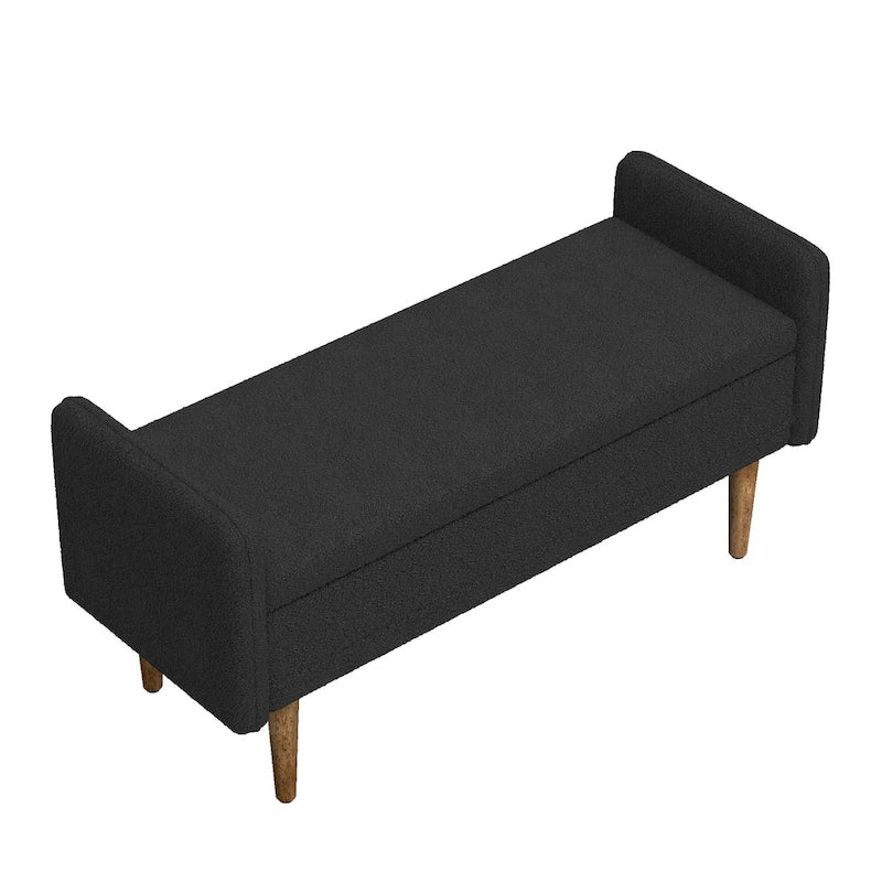 Teddy Velvet Storage Ottoman Bench with Eucalyptus Frame