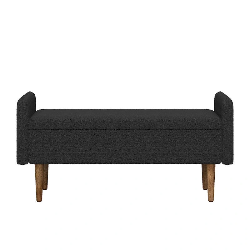 Teddy Velvet Storage Ottoman Bench with Eucalyptus Frame