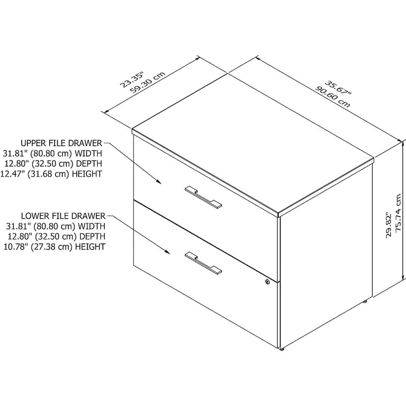 2-Drawer Lateral File Cabinet with Lock & Ball-Bearing Slides