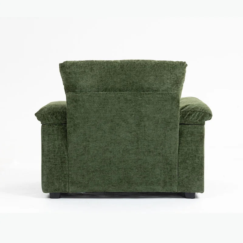 Oversized Chenille Convertible Chair Bed with Ottoman, Storage and USB Charging