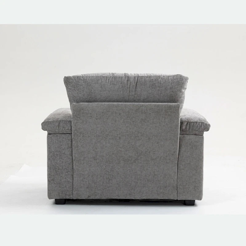 Oversized Chenille Convertible Chair Bed with Ottoman, Storage and USB Charging