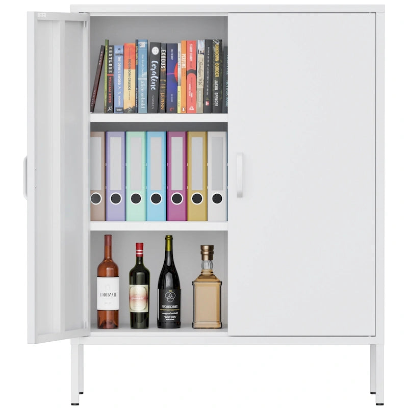 2-Door Metal Storage Locker Cabinet with Adjustable Shelves