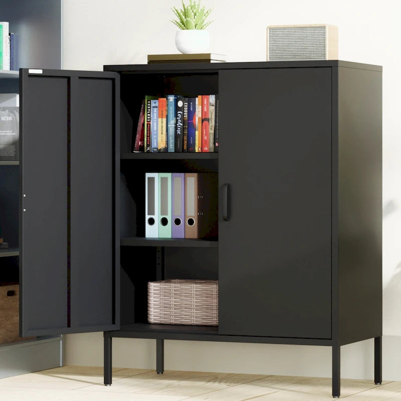 2-Door Metal Storage Locker Cabinet with Adjustable Shelves