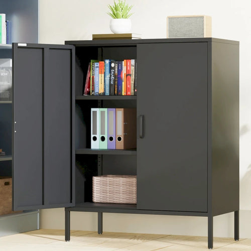 2-Door Metal Storage Locker Cabinet with Adjustable Shelves