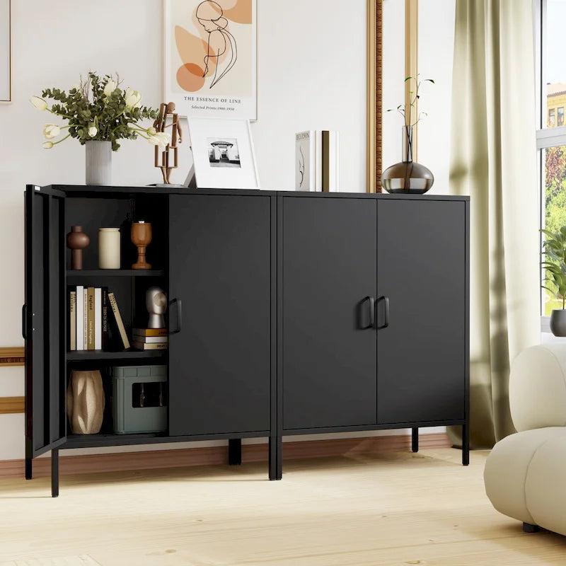 2-Door Metal Storage Locker Cabinet with Adjustable Shelves