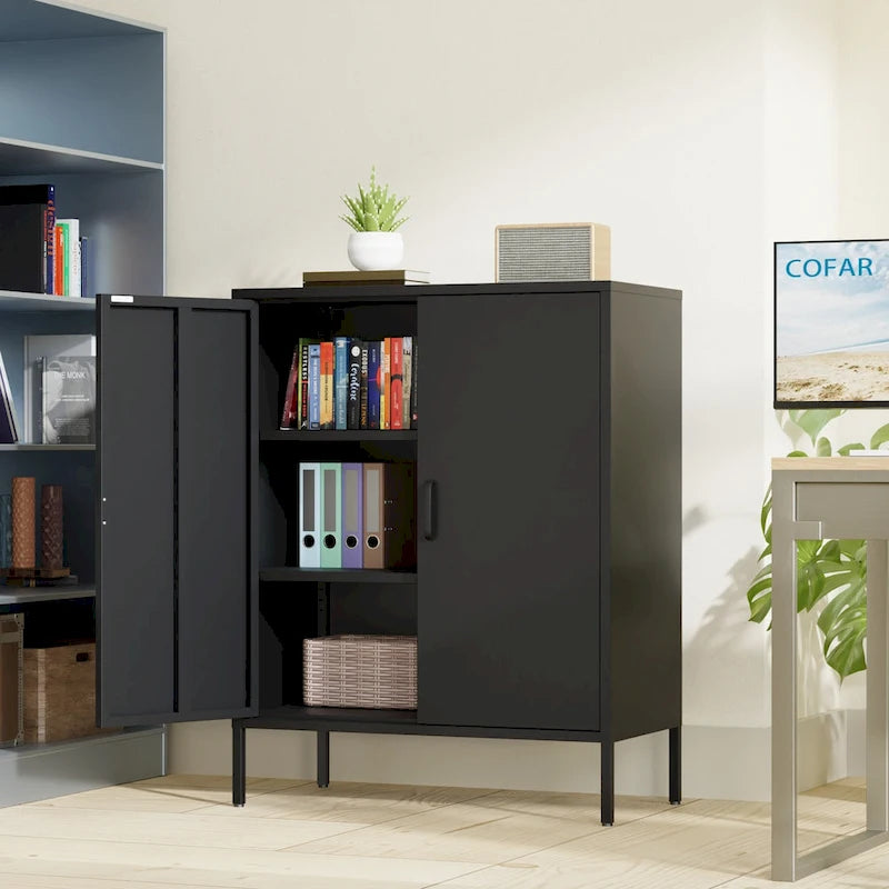 2-Door Metal Storage Locker Cabinet with Adjustable Shelves