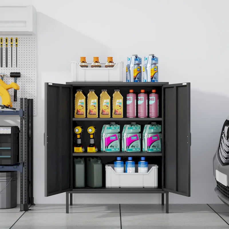 2-Door Metal Storage Locker Cabinet with Adjustable Shelves