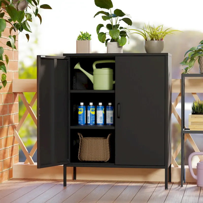 2-Door Metal Storage Locker Cabinet with Adjustable Shelves