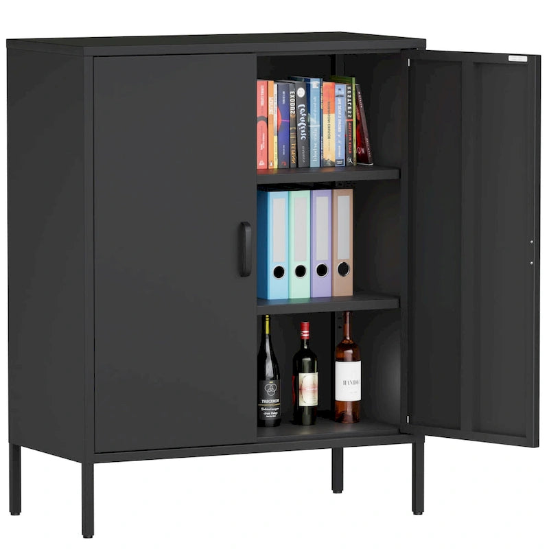 2-Door Metal Storage Locker Cabinet with Adjustable Shelves