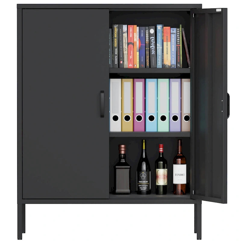 2-Door Metal Storage Locker Cabinet with Adjustable Shelves