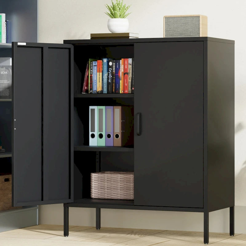 2-Door Metal Storage Locker Cabinet with Adjustable Shelves