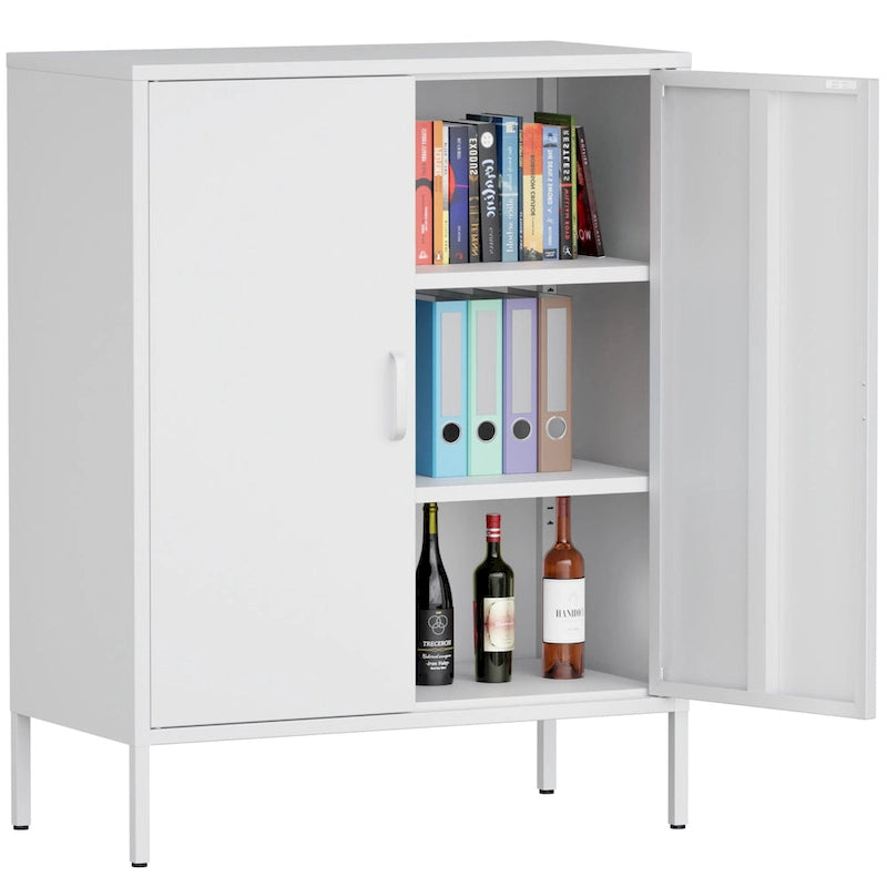 2-Door Metal Storage Locker Cabinet with Adjustable Shelves