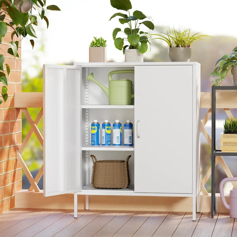 2-Door Metal Storage Locker Cabinet with Adjustable Shelves
