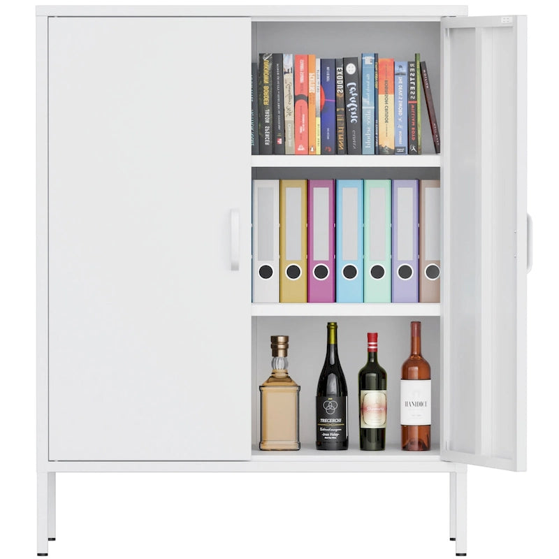 2-Door Metal Storage Locker Cabinet with Adjustable Shelves