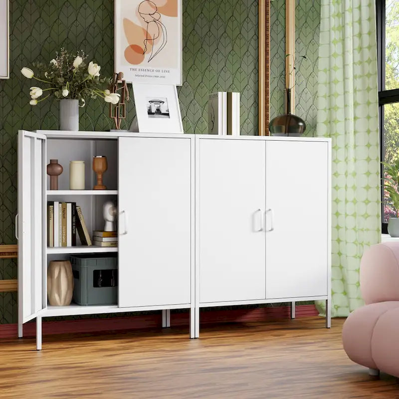 2-Door Metal Storage Locker Cabinet with Adjustable Shelves