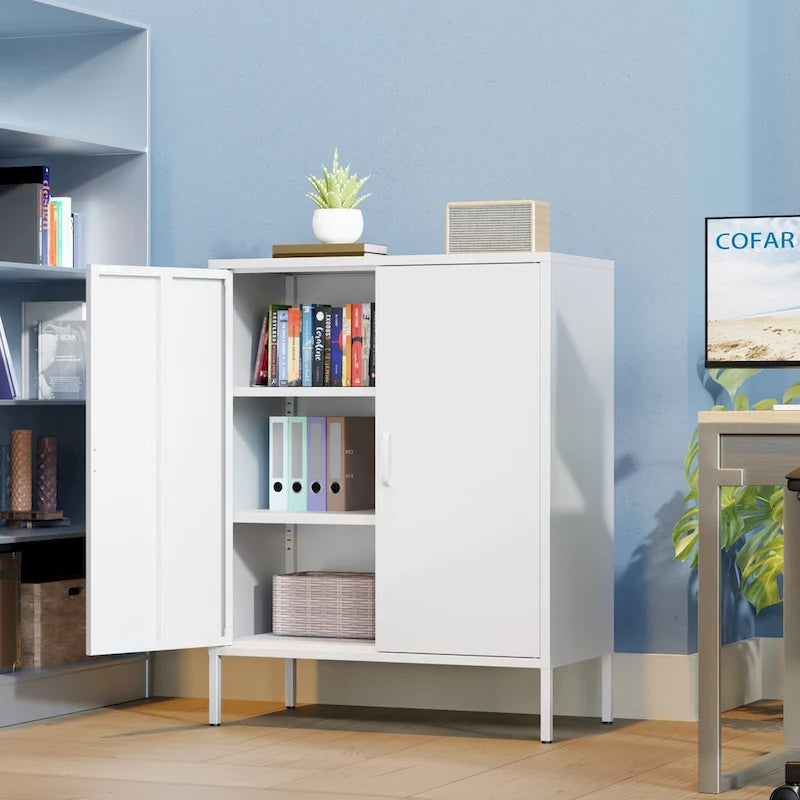 2-Door Metal Storage Locker Cabinet with Adjustable Shelves