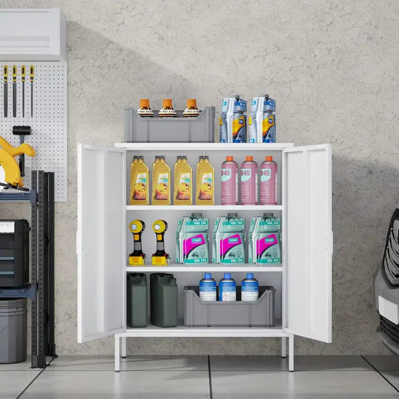 2-Door Metal Storage Locker Cabinet with Adjustable Shelves