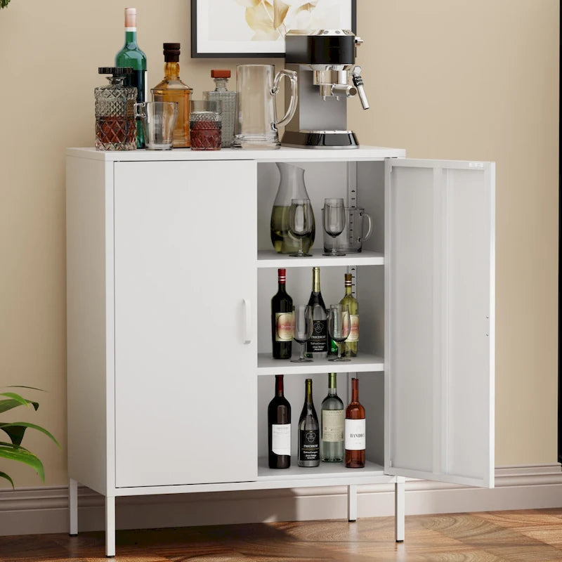 2-Door Metal Storage Locker Cabinet with Adjustable Shelves