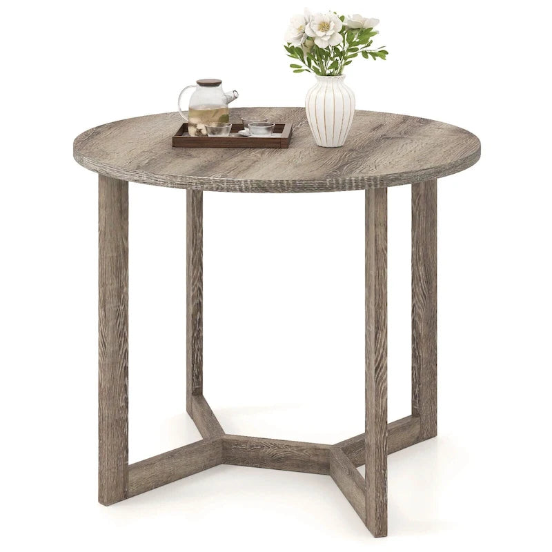 36" Round Pedestal Dining Table with Wing-Shaped Base – Seats 2–4
