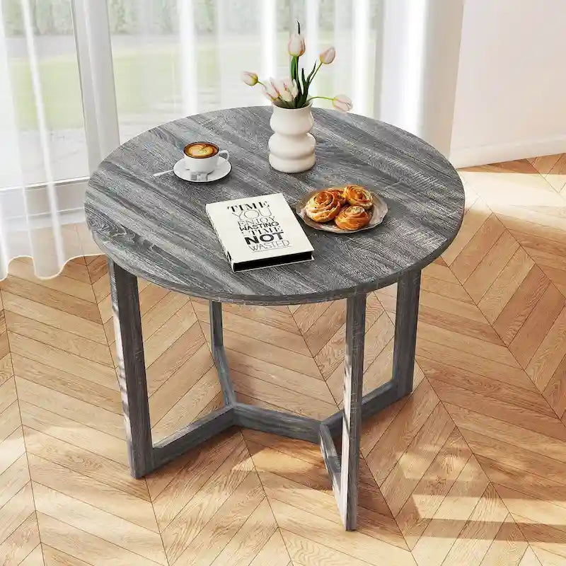 36" Round Pedestal Dining Table with Wing-Shaped Base – Seats 2–4