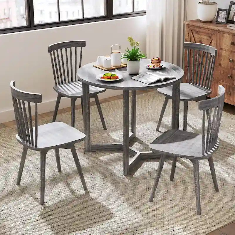 36" Round Pedestal Dining Table with Wing-Shaped Base – Seats 2–4