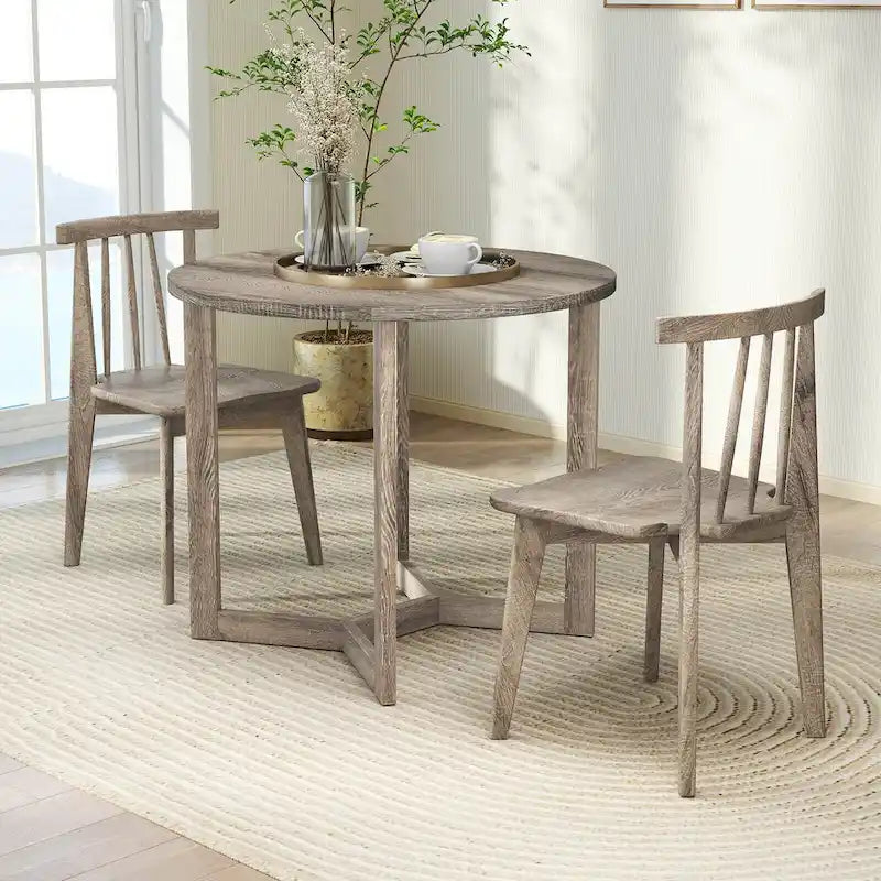 36" Round Pedestal Dining Table with Wing-Shaped Base – Seats 2–4