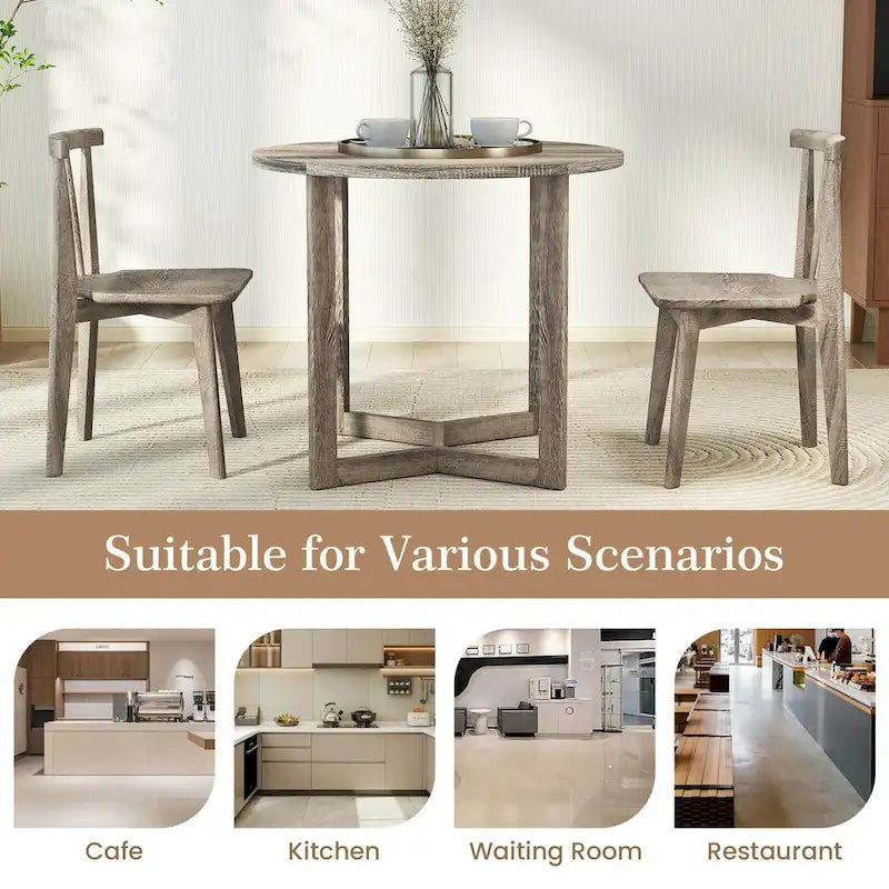 36" Round Pedestal Dining Table with Wing-Shaped Base – Seats 2–4
