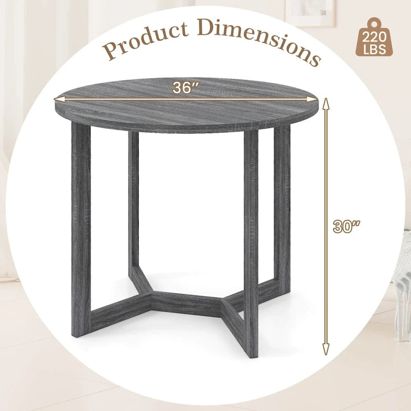 36" Round Pedestal Dining Table with Wing-Shaped Base – Seats 2–4