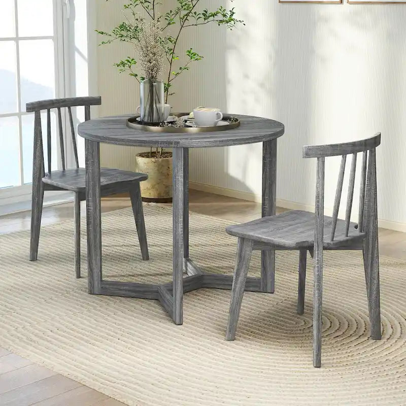 36" Round Pedestal Dining Table with Wing-Shaped Base – Seats 2–4