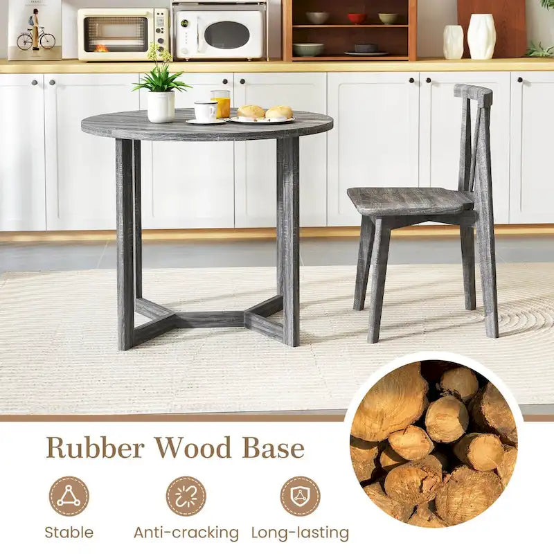 36" Round Pedestal Dining Table with Wing-Shaped Base – Seats 2–4