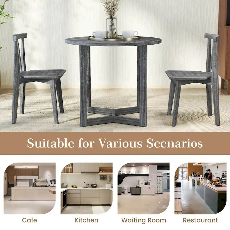 36" Round Pedestal Dining Table with Wing-Shaped Base – Seats 2–4