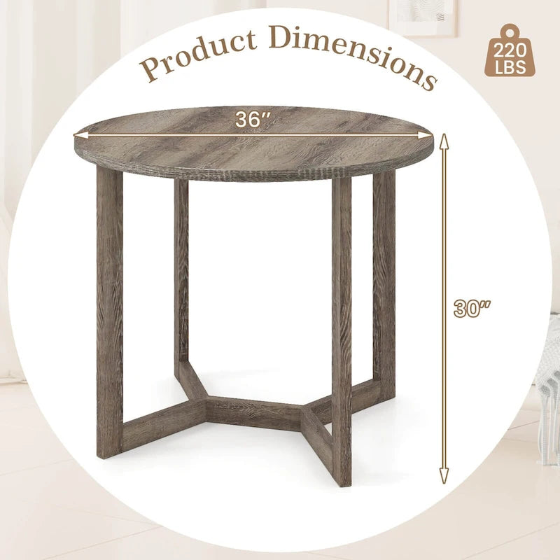 36" Round Pedestal Dining Table with Wing-Shaped Base – Seats 2–4