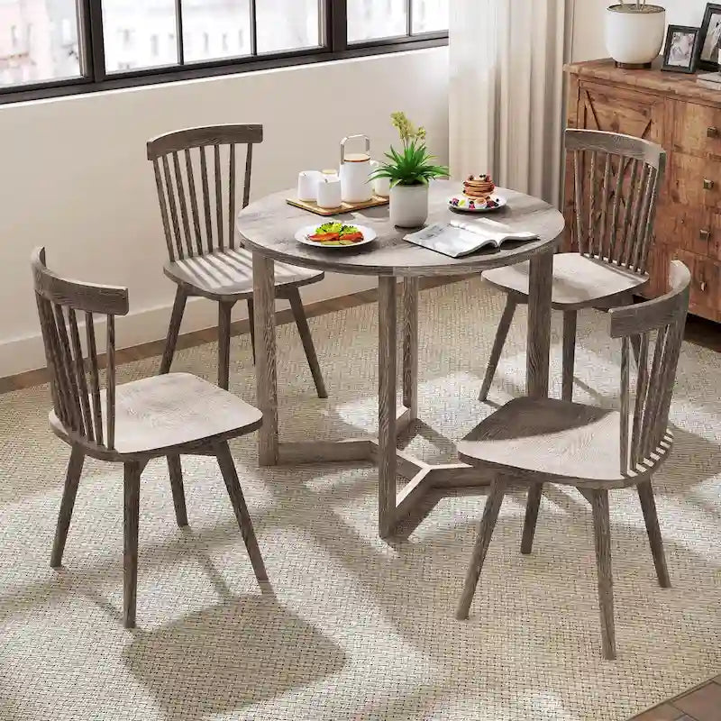 36" Round Pedestal Dining Table with Wing-Shaped Base – Seats 2–4