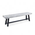 Farmhouse Acacia Wood Dining Bench with Iron Frame