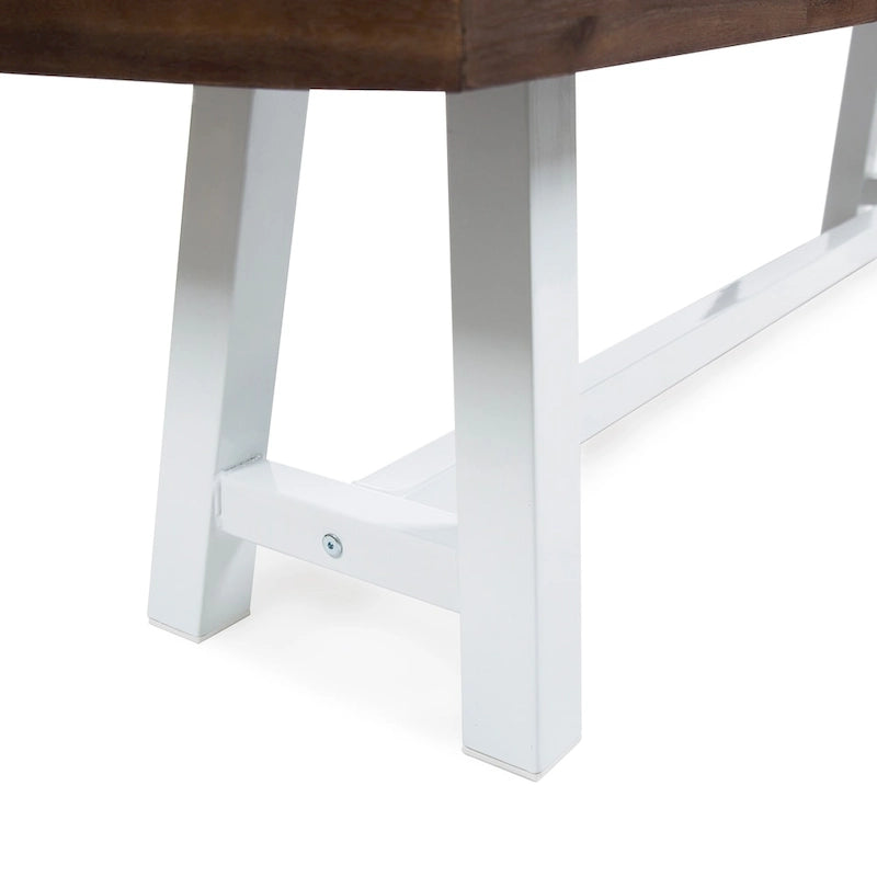 Farmhouse Acacia Wood Dining Bench with Iron Frame