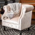 Tufted Velvet Club Chair with Birch Wood Legs