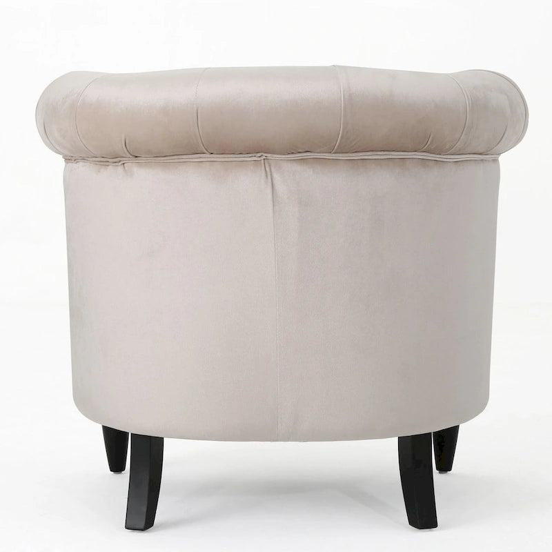 Tufted Velvet Club Chair with Birch Wood Legs