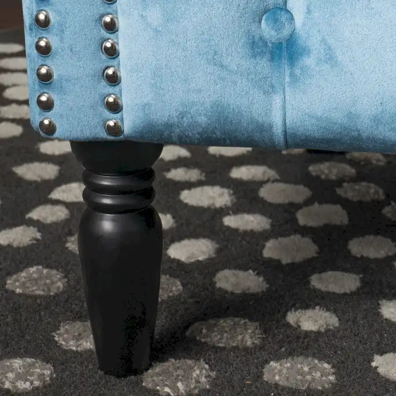 Tufted Velvet Club Chair with Birch Wood Legs