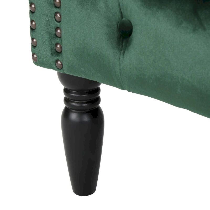Tufted Velvet Club Chair with Birch Wood Legs