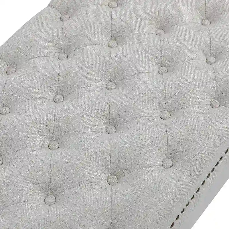 Button-Tufted Flip-Top Storage Bench with Nailhead Trim