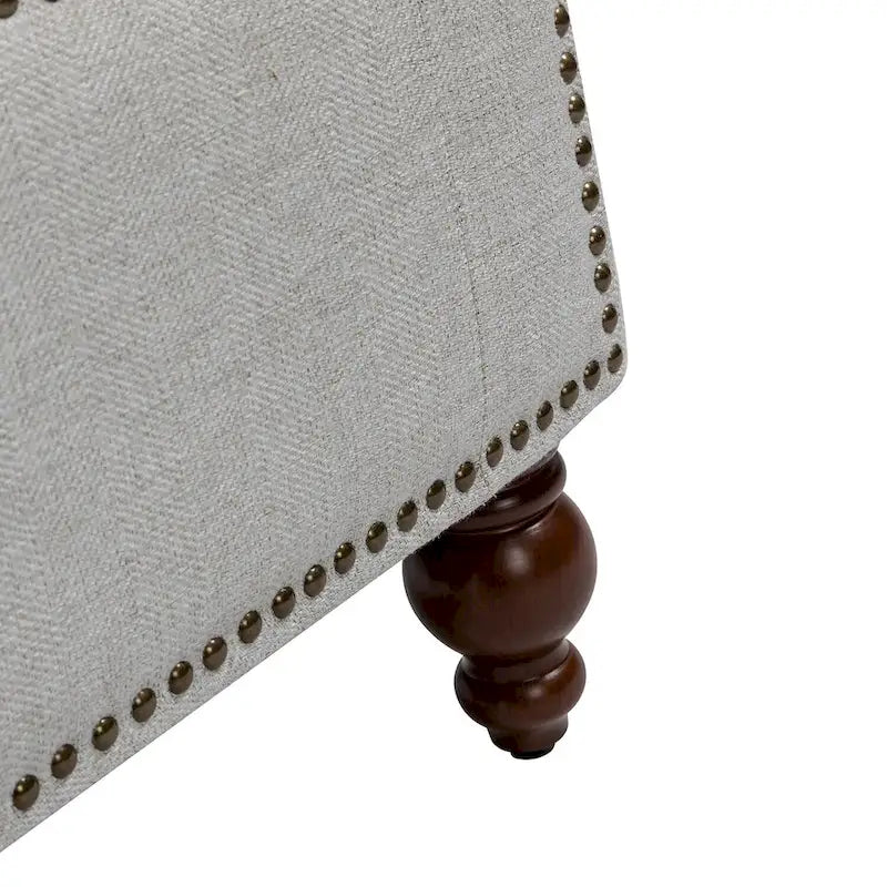 Button-Tufted Flip-Top Storage Bench with Nailhead Trim