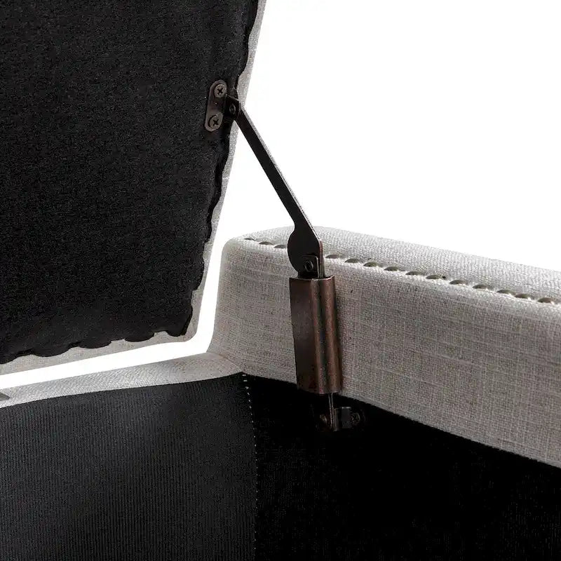 Button-Tufted Flip-Top Storage Bench with Nailhead Trim