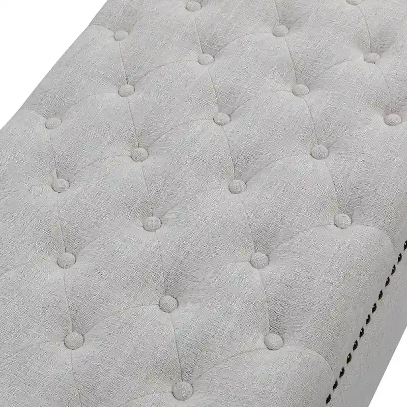 Button-Tufted Flip-Top Storage Bench with Nailhead Trim