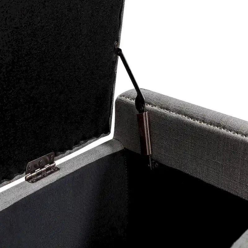 Button-Tufted Flip-Top Storage Bench with Nailhead Trim