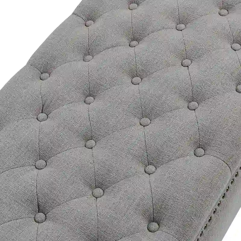 Button-Tufted Flip-Top Storage Bench with Nailhead Trim