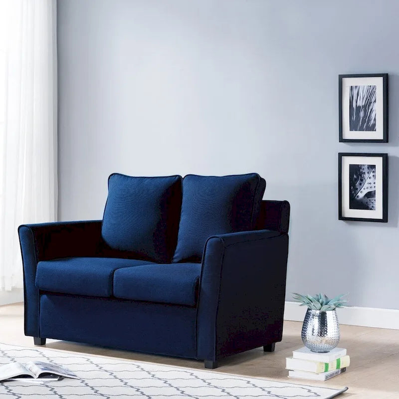Contemporary Flared-Arm Loveseat with Pocket Coil Springs